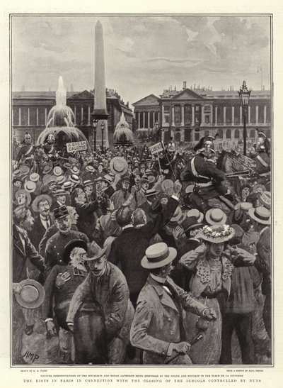 The Riots in Paris in Connection with the Closing of the Schools controlled by Nuns by Henry Marriott Paget